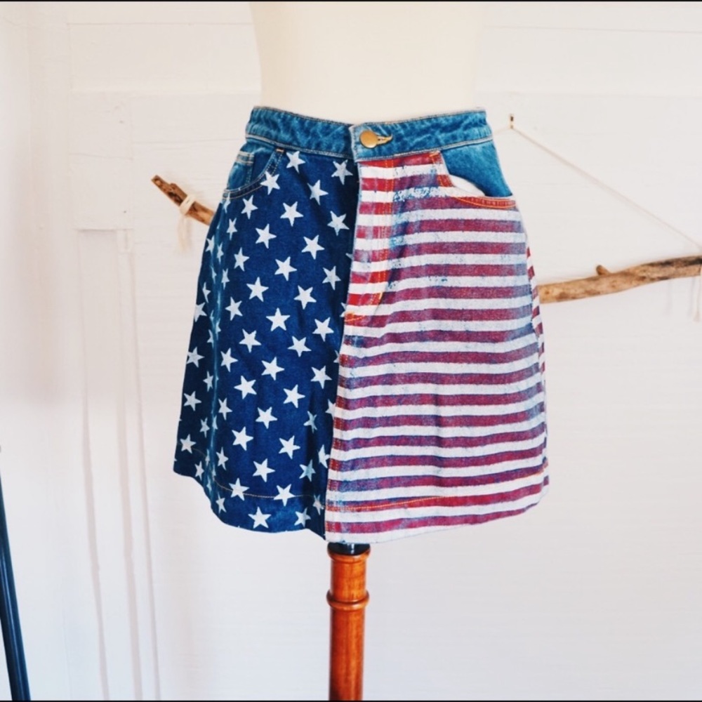 American flag denim skirt
